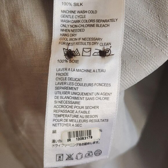 Tommy Bahama Shirt Mens Medium Gray Silk Palm Leaf Button Up Camp Casual TB Logo - Picture 6 of 10